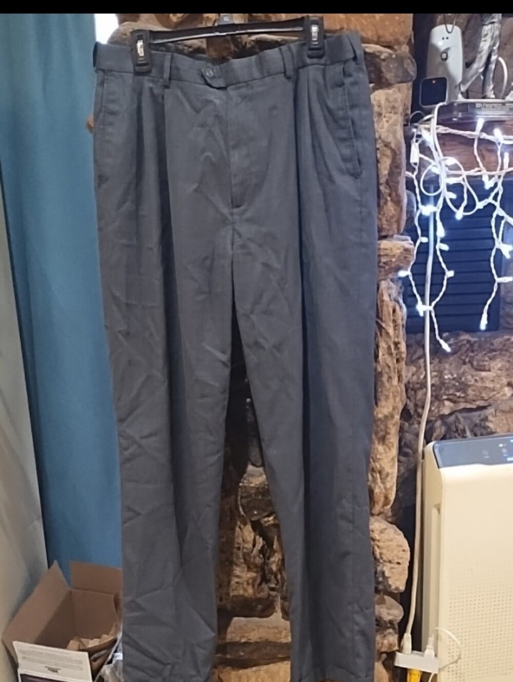 Roundtree & Yorke Men's Classic Pleated Dress Pants - Gray